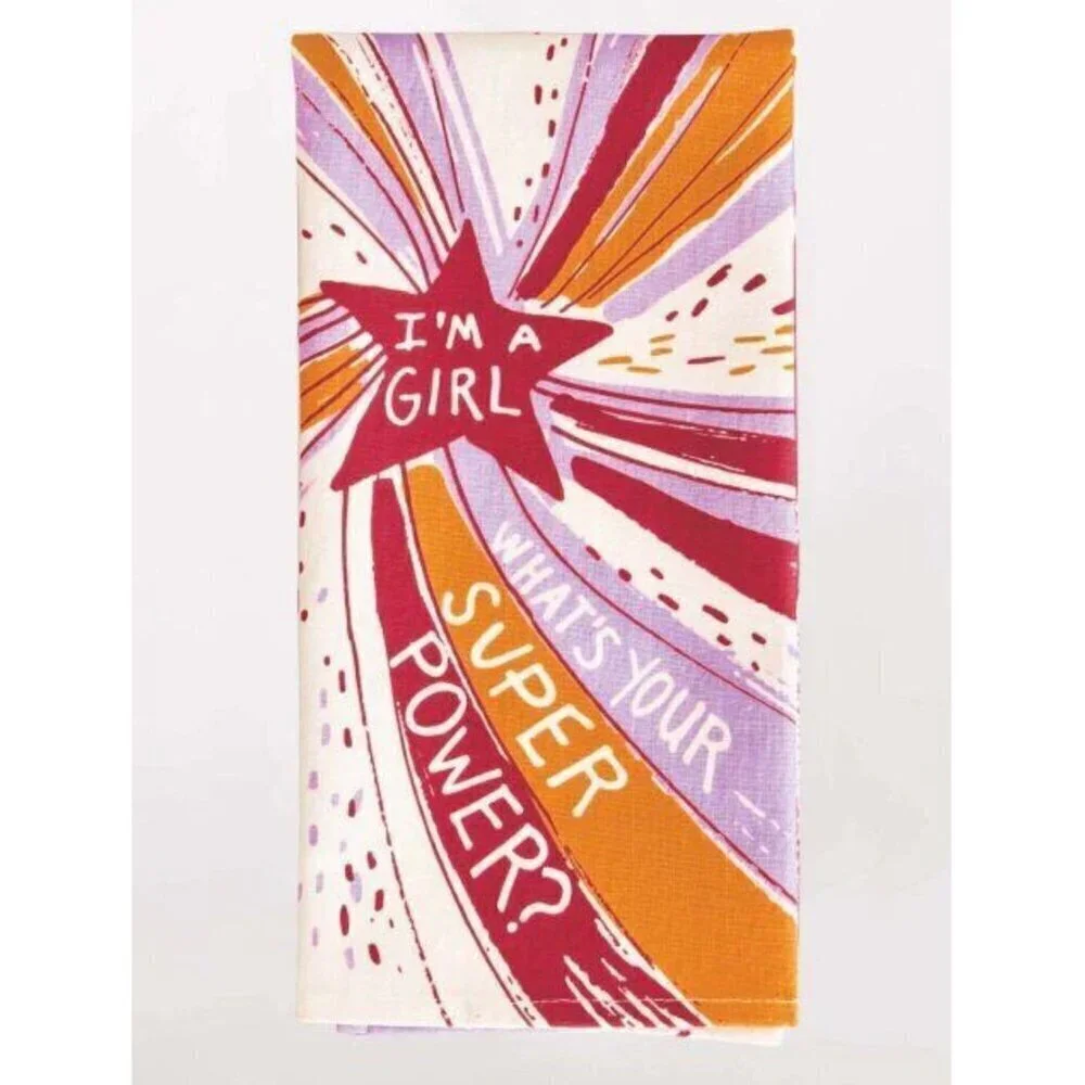 NWT Blue Q I'm A Girl What's Your Super Power? Dish Towel